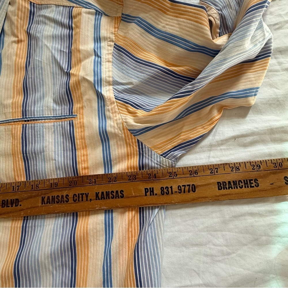 Tommy Bahama Mens XXL Cotton Silk Striped Button Down Shirt Blue Orange - Picture 8 of 9
